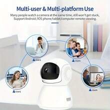 1pc 1080P Ultra HD Smart Security Pet Camera, 2.4G WIFI, Night Vision, Motion Detection, Two-Way Audio And 360 Degree Rotation - Suitable For Office And Home (Indoor And Outdoor) Monitoring Dogs, Cats And Fish And Other Small Animals. - White - View 7