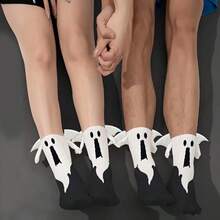 1 Pair Couple Halloween Socks Ghost Suction Hand-Holding Socks Cute Funny Bat Socks - Multicolor - View 8