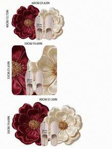 1pc/2pcs/3pcs Gold Flower Pattern Decorative Floor Mat, Room Decor, Bathroom Rug, Doormat, Small Rug, Carpet, Home Decor, Area Rug, Outdoor Mat, Bedroom Carpet, Washable Rug - Multicolor 19 - View 14