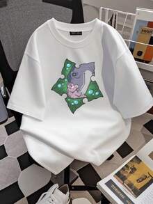 Damen-T-Shirt mit offiziellem Aufdruck, inspiriert von "", mit Baum-, Stern-, Enten-, Petrie- und grünen Blättern-Design - Weicher und atmungsaktiver Rundhalsausschnitt in Grün. - Weiss - Übersicht 2