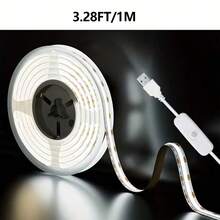 LQHZMYY 0.3 Meters To 5m Flexible COB LED Light Strip With Physical Button Switch And Adhesive Backing, Self-Adhesive Backplate For Easy Installation, Cuttable To Any Length, Suitable For Mirror, TV Backdrop, Picture Frame, Cabinet, Home Decor, DIY Lighting And Office Decoration - Pure White Light - View 18