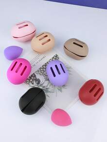 2 Pieces Of Cosmetic Sponge Bracket With Cosmetic Eggs, Double-Sided Breathable Silicone Cosmetic Mixer Protective Cover, Suitable For Travel Or Daily Life, Shatterproof Cosmetic Travel Box Is Quick-Drying And Easy To Carry. - Multicolor - View 5
