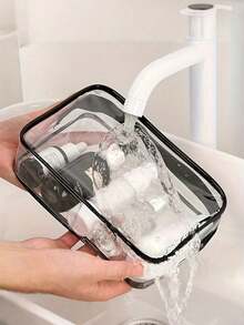 牙科用品字母印花 PVC 化妝包，拉鍊密封 PVC 旅行收納袋，化妝品與洗漱用品袋，適合男女成人，便攜式化妝收納盒，適合母親、老師、護士，辦公室禮品袋，學校與度假旅行必備 - 彩色 - 查看 5