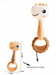 2-In-1 Baby Rattle Teether Set, Cute Cartoon Dinosaur Rabbit Crab Deer Soft Silicone Teething Rattle, Suitable For 0-12 Months Infants, Tummy Time, Stroller, Car, Nursery Sensory Toy, Perfect Baby Shower, Newborn, 1st Birthday Gift - Multicolor - View 12