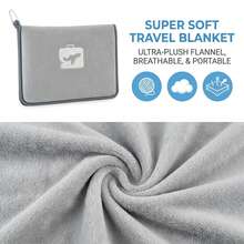 Travel Blanket And Pillow For Plane, 2-In-1 Soft Airplane Blanket With Pillowcase - Grey - View 4