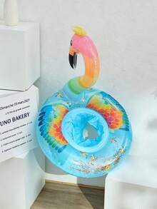 亮片皇冠天鵝卡通充氣游泳圈,適合兒童幼兒男女童,水上遊戲尿布圈,室內外水上樂園泳池海灘裝備 - 彩色 - 查看 8