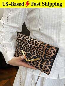 Versatile Leopard Pattern Shoulder Bag For Women Detachable Chain Crossbody Bag Spacious Evening Clutch Envelope Purse Birthday Party Western Wear - 彩色 - 查看 2
