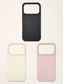 3pcs Solid Color Faux Leather Texture Waterproof Anti-Slip Anti-Fall Phone Cases, Matte Soft TPU Shockproof Protective Covers, Minimalist Aesthetic Dopamine Black / Pink / Cream White Phone Cases, Daily Use & Birthday / Valentine's Day / Mother's Day / Anniversary Gift Choice, Compatible With Iphone Case& Galaxy Case - Multicolor - View 49
