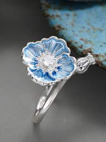 1 pieza Anillo floral encantador, adecuado para mujeres, perfecto para boda, compromiso, fiesta de aniversario, regalo del Día de San Valentín - 1# - Ver 4