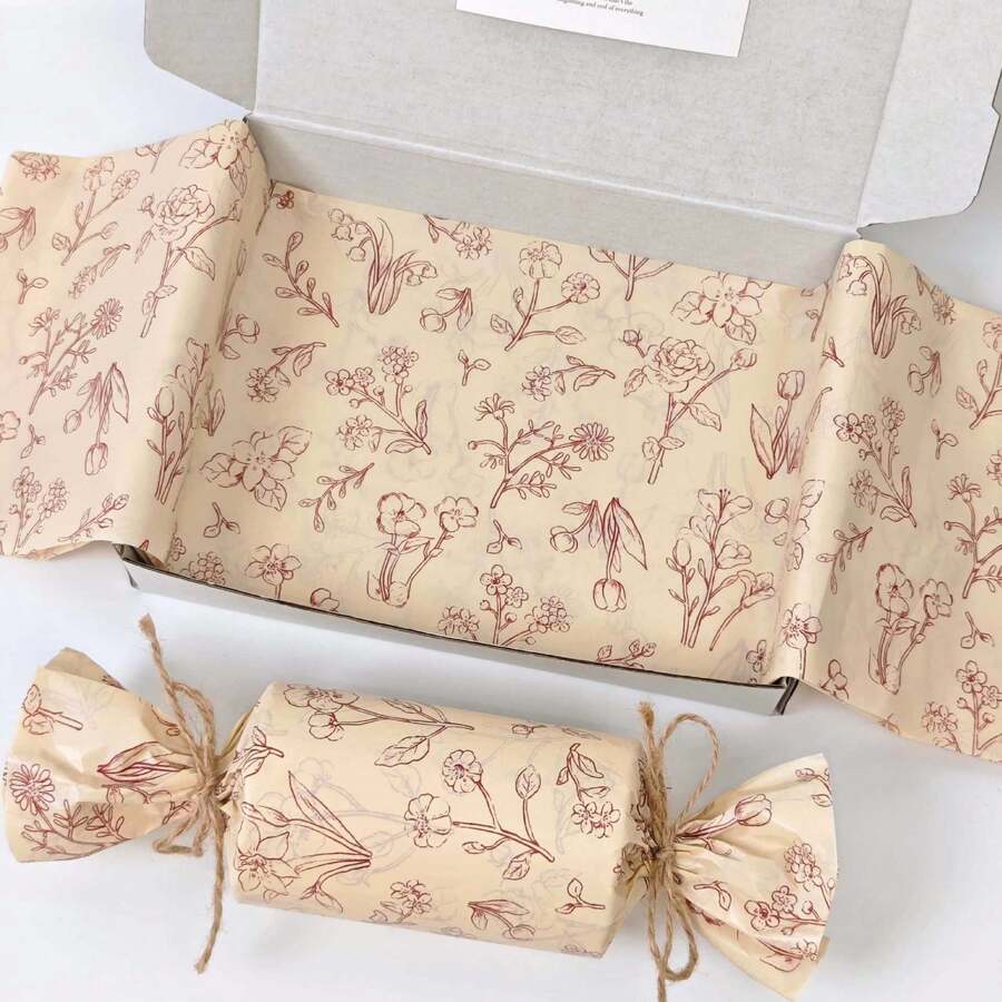 10/20/25/40/50/80張紅色花卉圖案米紙,適用於DIY手工、派對小禮品、花束包裝、衣物包裝及生日禮物裝飾 - 款式7 - 查看 1