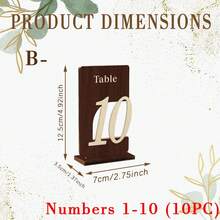 10pcs Wooden 1-10 Number Table Signs, Square Wooden Wedding Table Decor, Rustic Wedding Decoration, Wedding Table Decor, Wedding Sign, Table Number Wedding Sign, Party Table Number, Creative Wooden Minimalist Number Seating Cards - No. 1-10 - View 3