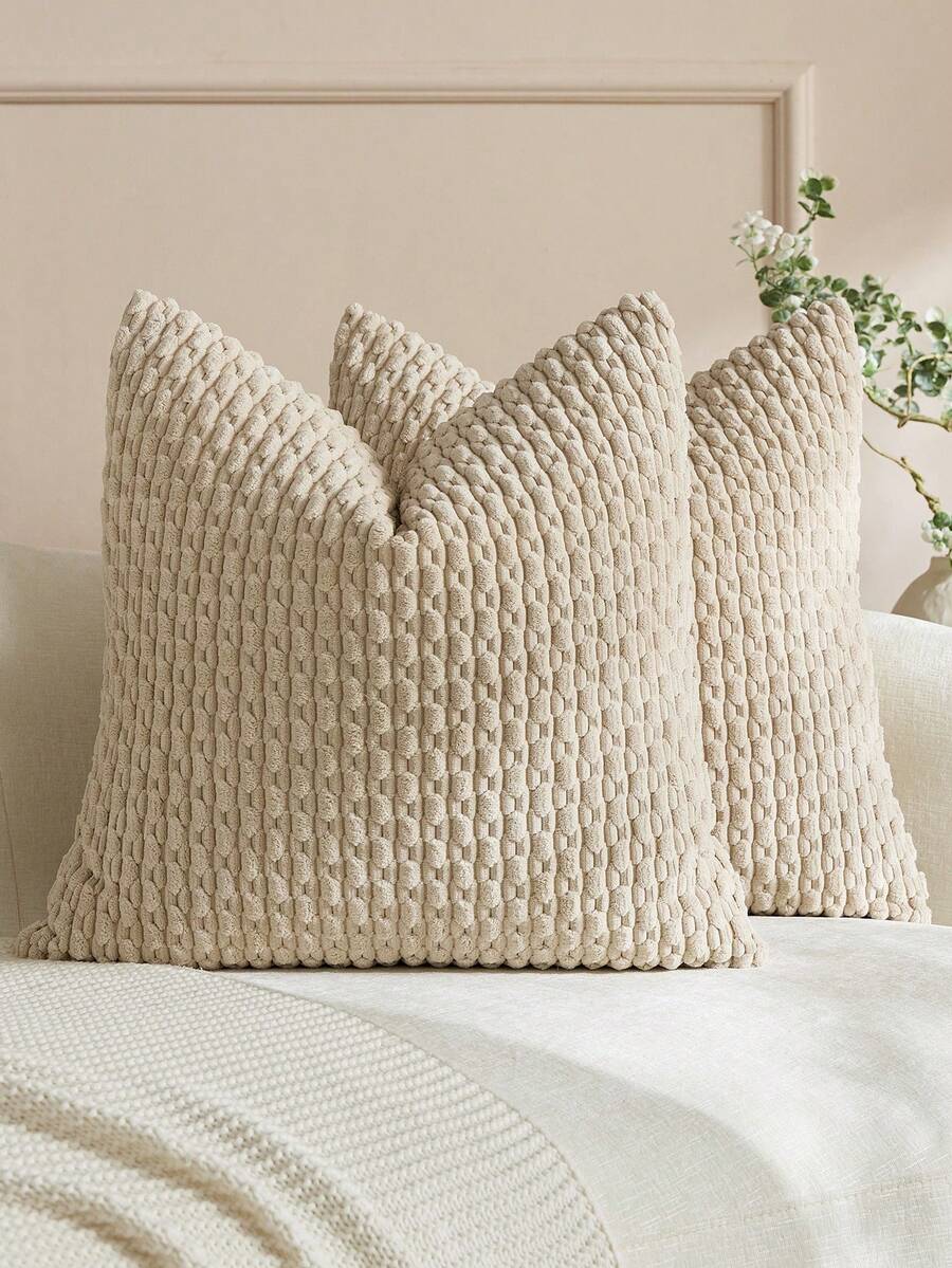1 buah/2 buah Sarung Bantal Lempar Bergaris Bohemian (Isi Bantal Tidak Termasuk), Sarung Bantal Persegi Dekoratif Warna Polos Bahan Korduroi Lembut, Cocok Untuk Liburan, Sofa, Kamar Tidur, Tempat Tidur, Penggunaan Sepanjang Musim.