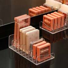 Desktop Eyeshadow Palette Organizer, Powder Drawer Divider, Transparent Plastic Makeup Blush Cosmetic Rack, Small Transparent Makeup Eyeshadow Storage Box 1pc/2pcs - Clear - View 4