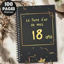 1pc Aesthetics French Guestbook Spiral Notebook Journal,Guest Book Keepsake Wildflowers Theme For Special Event,Messages For Celebration And Birthday, 18th Birthday Guest Message Blessing Book,Anniversary Or Reception,Guest Sign In Book - A - View 2