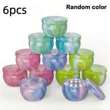 6Pcs Starry Sky Printed Metal Mini Plant Pots With Lids, Multifunctional Small Planters For Succulents & Tiny Plants, Great For DIY Candle Making, Desktop Decor, Party Favors & Small Trinket Storage - Marble Pattern - View 10