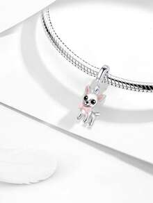 1 pieza Encanto de perro mascota lindo de plata esterlina 925, adecuado para hacer pulseras/brazaletes de mujer, manualidades de joyería y decoración diaria - perro de ojos grandes - Ver 5