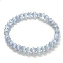 1pc 6mm Cat Eye Stone Bead Bracelet, Multicolor Round Stone Beads Elastic Bangle, Minimalist Fashion Women's Couple Daily Wear Gift - 6mm Cat's Eye - View 15