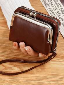 Mini Vintage Credit Card Holder, Retro Snap Coin Purse, Women Fashion Wallet Wristlet - Multicolor - View 13