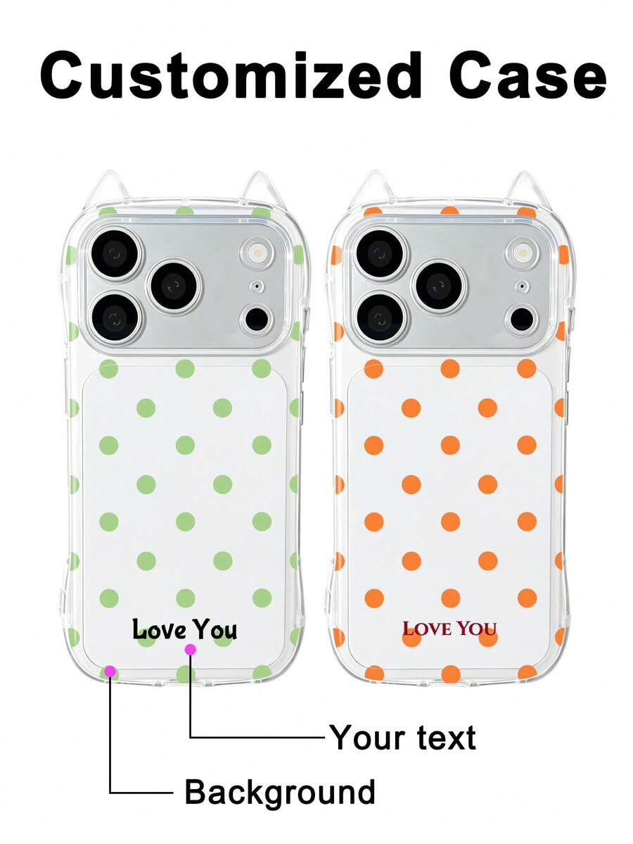 GIIPPA 1pc Transparent Custom Polka Dot Phone Case, Suitable For IPhone 17/16/15/14/13/12/11/Pro Plus Max, Custom Image Phone Case, Custom Name Phone Case, Back To School Gift, Graduation Gift, Vacation Gift, Anniversary Gift, Valentine's Day Gift, Birthday Gift, Wedding Gift - Multicolor - View 1