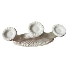 Castiçal de Louça para 3 Velas Branco | Elegância | Decoração | Espiritualidade - 1PC - Visão 3