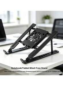 USB Cooling Laptop Stand, Adjustable Height Ergonomic ABS Laptop & Tablet Riser, Foldable Portable Desktop Holder For Office & Daily Use - View 3