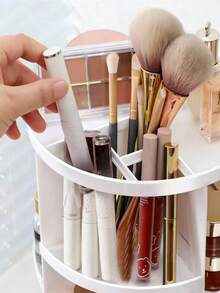 360° Rotating Desktop Organizer Acrylic Storage Box Vanity Lipstick Skincare Organizer Cosmetic Display Rack - White - View 5