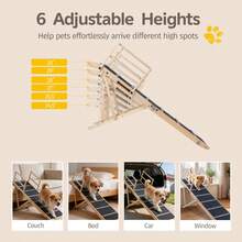 6-Level Foldable Dog Ramp W/Non-Slip Carpet Removable Side Rails Platform - A - View 9