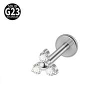 1PC Triangle Cz G23 Pure Titanium Lip Studs 16G Internal Thread Zirconia Ear Helix Tragus Cartilage Earrings Body Piercing Jewelry - As Shown - View 13