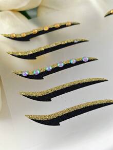 1pc Yellow And Black Rhinestone Eyeliner Face Decoration Sticker, Diamond Eyeliner Sticker, Reusable Eyeliner Sticker, Easy To Use, Suitable For Women's Makeup And Eye Decoration - 彩色 - 查看 7