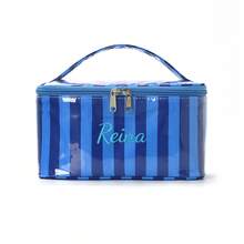 Personalized Striped Makeup Bag, Large Capacity Cosmetic Storage Bag, Portable Travel Toiletry Bag, Zipper Storage Bag, Suitable For Daily Use - Multicolor - View 16