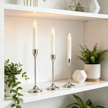 6/3Pcs Silver Metal Taper Candle Holders Set, Multi Height Tall Short Candlestick Table Centerpiece Decor, Modern Candle Stand For Wedding Reception, Dinner Table, Fireplace Mantel, Farmhouse Home Decor, Housewarming Gift, Candles Not Included - Multicolor - View 5