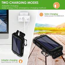 太陽能行動電源 10000mAh 便攜式太陽能充電器 戶外外接備用電源 初次充電可能較快耗盡 電量顯示在 2 次充放電循環後恢復正常 雙 USB 5V 輸出/LED 手電筒 適合露營、旅行、畢業禮物、單身派對禮物、伴娘禮物、父親節禮物、萬聖節裝飾、萬聖節禮物、伴娘邀請禮物 - 黑色 - 查看 4