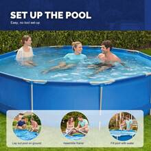 Above Ground Swimming Pool,Outdoor Steel Frame Round Pool,Easy Set - Blue - View 6