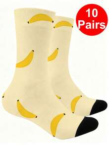 1/5/10 Pairs Multicolor Contrast Pattern Mid-Calf Socks, Fun Crazy Novelty Breathable Socks, Men's Gift, Fashion Preppy Style, Soft And Breathable, Daily Versatile, Sports, Casual Wear, Spring Summer Autumn Winter - Multicolor - View 19