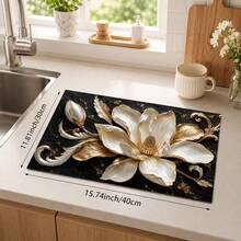 1pc 3D Floral Pattern Diatomaceous Earth Absorbent Mat, Non-Slip Heat-Resistant Water-Absorbing Pad, Suitable For Kitchen Countertop, Coffee Machine, Tableware, Home, Cafe, Bar, Party Decoration, Placemat Gift - Multicolor - View 13