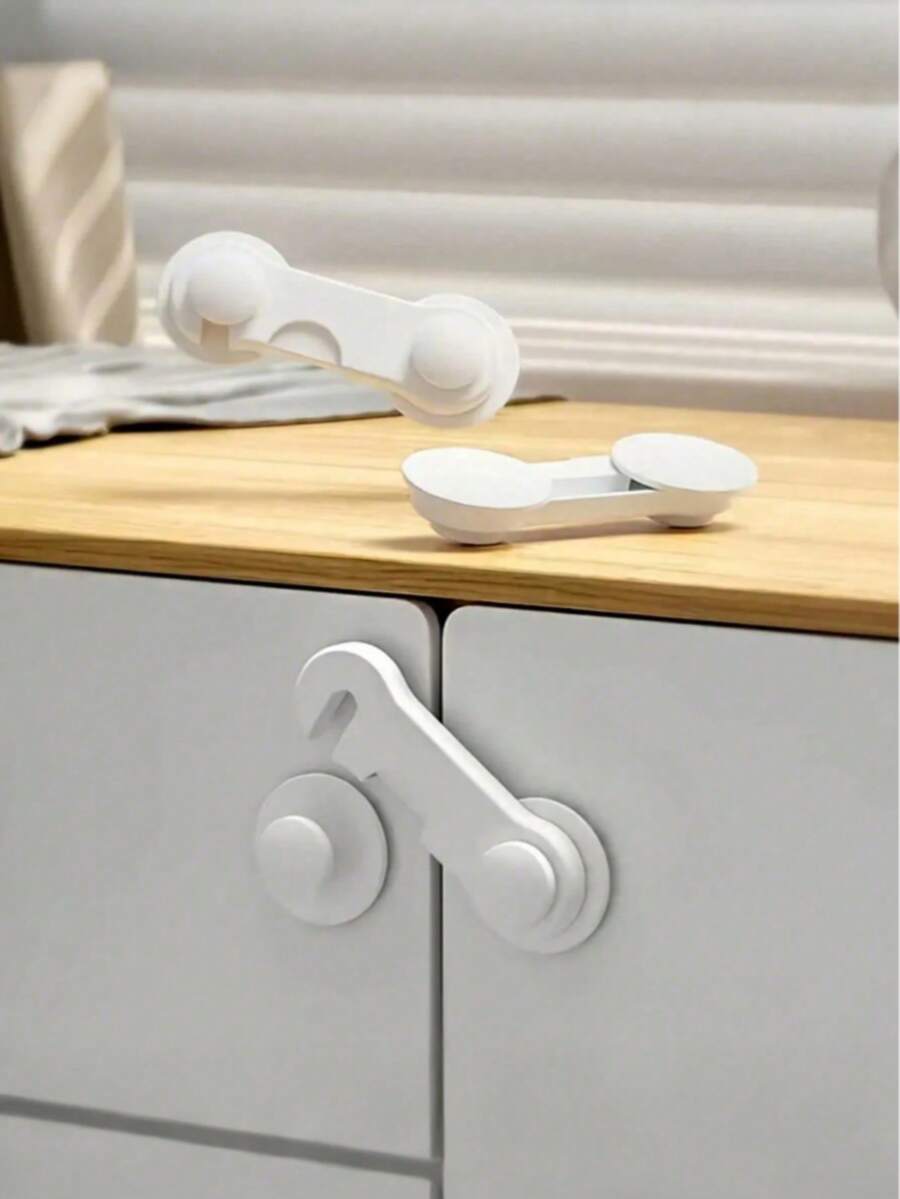 1/5/10pcs Adjustable Cabinet Locks, No Drilling Required, Closing, Anti-Pinch Plastic Drawer And Door Locks, Protect Home | Item Storage
