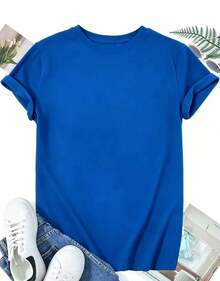 Gift 1 Women's T-Shirt 100% Breathable Cotton [Scientific Floral Print Shirt] Women's Scientific And Botanical Laboratory Floral Print Shirt - 藍色 - 查看 3