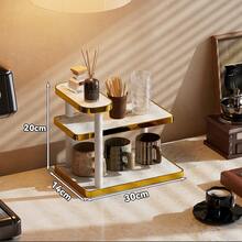 1 pieza Estante de almacenamiento multifuncional de escritorio, soporte de exhibición multiusos, soporte para tazas, estante para perfumes, estante para especias, soporte para pasteles, adecuado para tazas de agua, tazas de café, juego de té, escritorio de oficina, barra de café, decoración del hogar y cocina - Multicapa de oro - Ver 12
