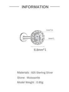 AnlaScheer 1pc 2mm-7mm 925 Sterling Silver Moissanite Flat Back Stud Earrings, 18K White Gold Plated 925 Silver Low Allergy D VVS1 Earrings, Unisex, Suitable For Daily Wear And Parties - Round Diamond - View 15