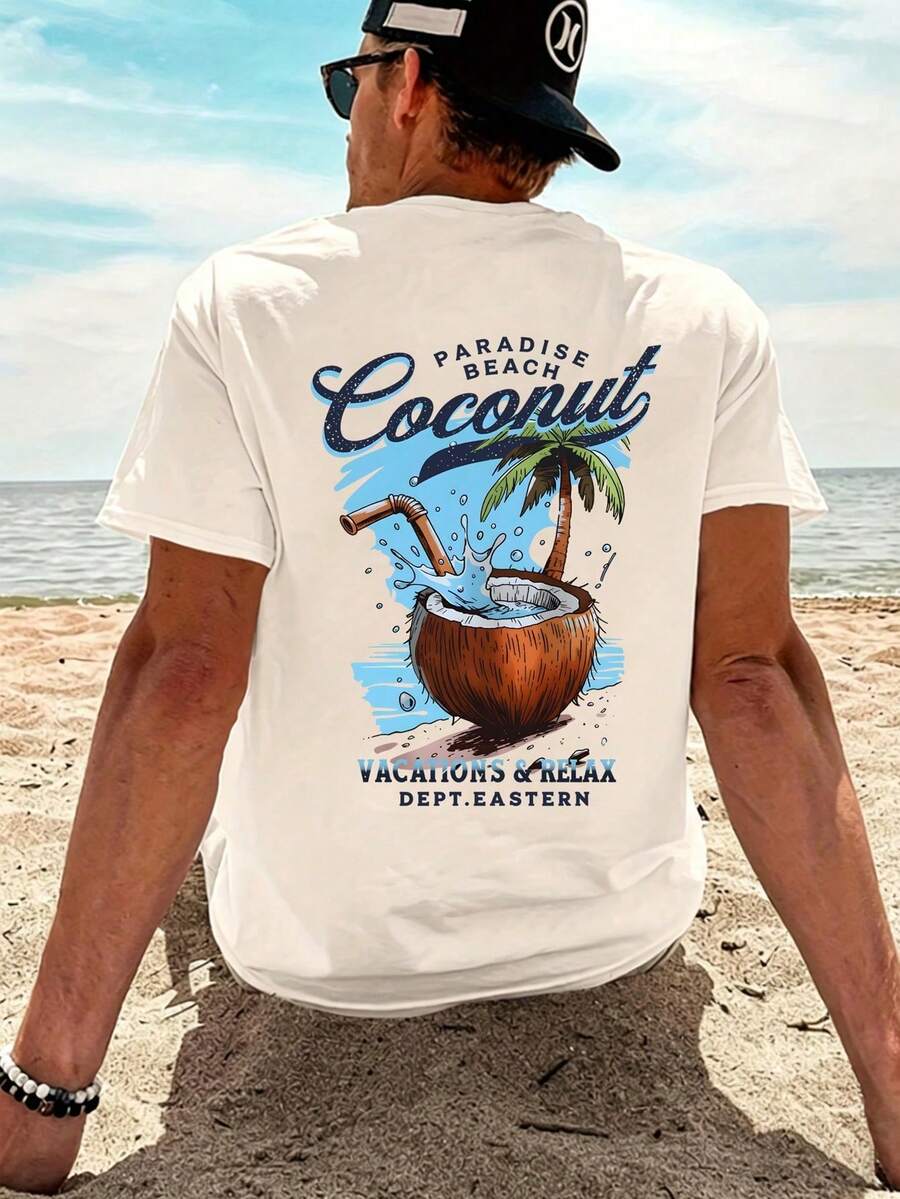 Manfinity Dauomo Men's Short Sleeve T-Shirt With Round Neck And Cartoon Print, For Summer. - 多色 7 - 查看 1