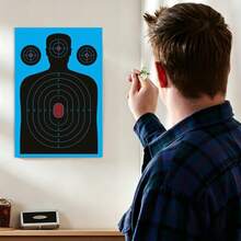 10/20/30 Packs Of High-Quality Contour Reaction Target Paper, A 12-Inch By 18-Inch Blue Bleeding Blood Shooting Target. The Bright Fluorescent Flashing Effect Can Immediately Display Each Hit Situation, Suitable For Shooting Range Training. - Blue - View 5