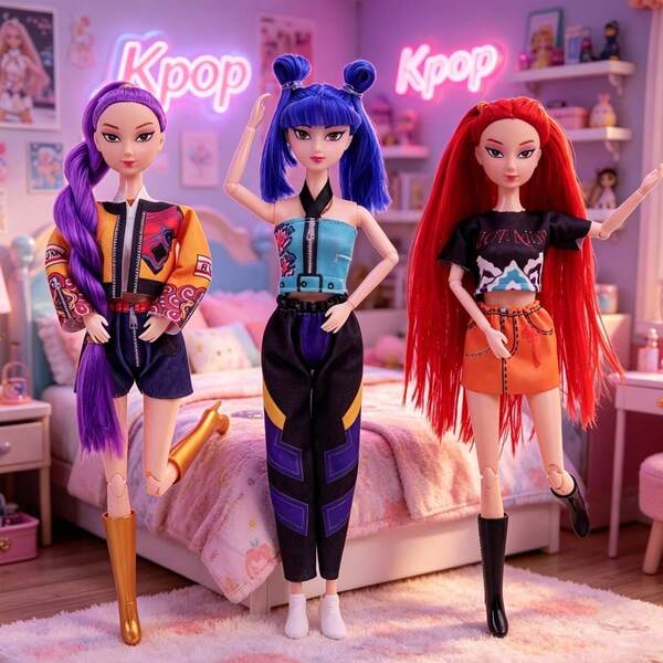 K-POP Witch Hunt 女團絨毛娃娃，韓國偶像團體絨毛娃娃，可愛柔軟角色娃娃，日式可愛可擁抱睡眠陪伴娃娃，臥室沙發桌面裝飾，生日禮物，派對贈品，友誼紀念品，兒童，青少年女孩