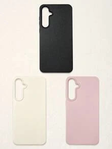 3pcs Solid Color Faux Leather Texture Waterproof Anti-Slip Anti-Fall Phone Cases, Matte Soft TPU Shockproof Protective Covers, Minimalist Aesthetic Dopamine Black / Pink / Cream White Phone Cases, Daily Use & Birthday / Valentine's Day / Mother's Day / Anniversary Gift Choice, Compatible With Iphone Case& Galaxy Case - Multicolor - View 22