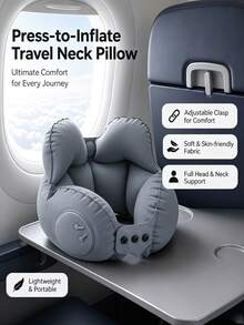 U-Shaped Inflatable Neck Pillow With Automatic Neck Support, Portable, Multi-Angle Adjustable, Quick-Release Buckle, Suitable For Travel, Home, Office And Car Use, Great Gift Recommendation For Holidays And Outdoor Activities - Multicolor - View 5