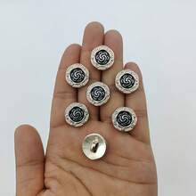 15 Stück/1,8 cm modische personalisierte minimalistische vielseitige runde schwarze & goldene Strass-Kunststoffknöpfe, luxuriöse goldene Blumen-Geometrie-Muster-Knöpfe, europäischer & amerikanischer Stil hochwertig vintage elegant vielseitig Strass-goldrandige Knöpfe, hochwertige DIY-Nähknöpfe - 15 Stück/1,8 cm Vintage-Blumen-Strassknöpfe - Übersicht 7