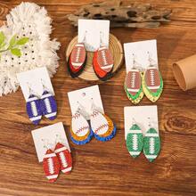 European American Sports Football Earrings, Acrylic Ball Game Day Ear Jewelry Accessories - 25080607-khaki - View 6