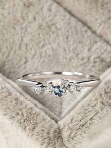 1pc S925 Sterling Silver Sweet Minimalist Starry Sky Women's Ring, Gentle Ins Luxury High-End Daily Date Commute Gift, Niche Personalized Versatile Ring For Party Gathering Exquisite Matching - Drill - View 4