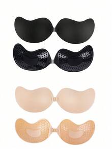 2 Pairs Strapless Adhesive Bras, Mango-Shaped Cups, Petal Nipple Covers, Breathable Design, Suitable For Small Busts, Lift And Gather, Invisib - Multicolor - View 2