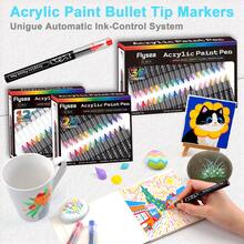 12/24/36 Colors Professional Artist Marker Set, Soft Tips, Convenient For Painting, Sketching And Layering. Liquid Acrylic Markers, Straight Barrel Design, Waterproof, Suitable For Rocks, Glass, Ceramics, Easter Eggs, Metal, Wood And More. Beautiful Gift Box And Pen Bag Packaging, Perfect Choice For Gifting Friends And Family! Ideal Back To School Gift - Multicolor - View 1