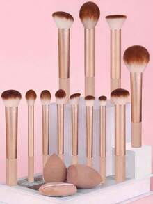 12-Piece Long Handle Makeup Brush Set - Professional Makeup Brushes, Complete Set Of Powder Brush, Eyeshadow Brush, Blush Brush - Multicolor - View 5